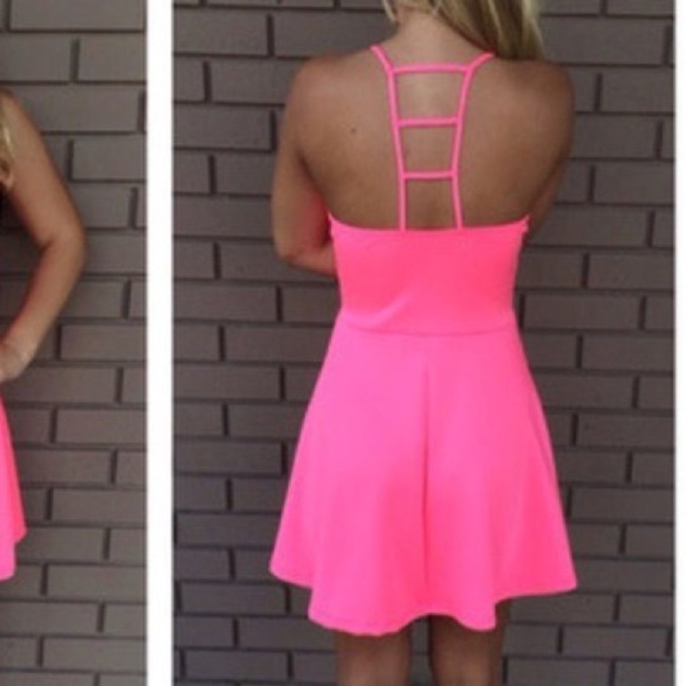 neon pink dress